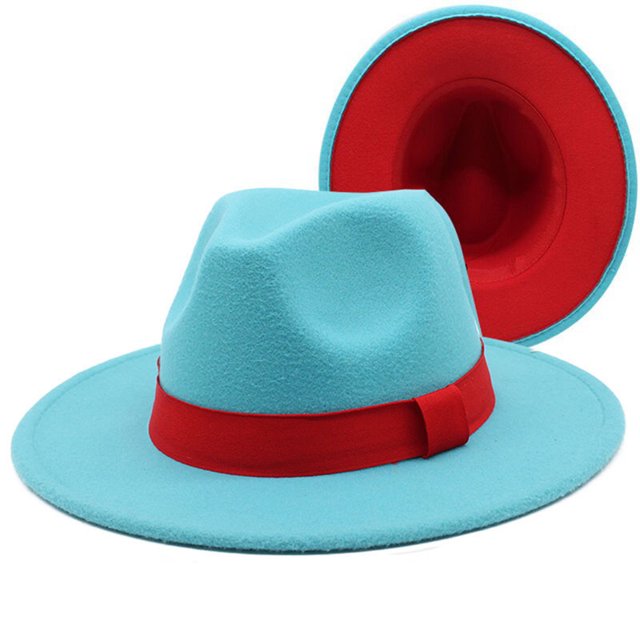 SAYOO Sombrero de lana de otoño neutro, sombrero de Fedora de doble cara de moda con cinta decorativa SAYOO moda
