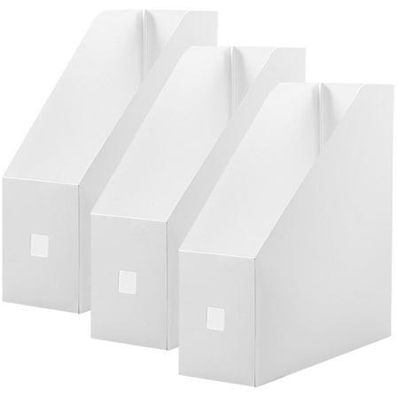 3 Pcs Book Storage Boxes with Lids File Rack Folders Magazine Office