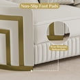 thumbnail image 5 of Wiilayok 65" Luxury Velvet Chesterfield Loveseat, Mid Century Modern 2 Seat with Thick Backrest, Gold Stainless Steel Trim, Crescent Moon Armrest, Beige and Gold for Living Room, 5 of 7