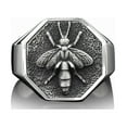 thumbnail image 4 of 925 Silver Wild Bee Signet Men's Ring, Handmade Winged Bee Man Ring, Polished Bee Ring, Sterling Silver Wedding Men Gift Ring, Ring For Mens, 4 of 5