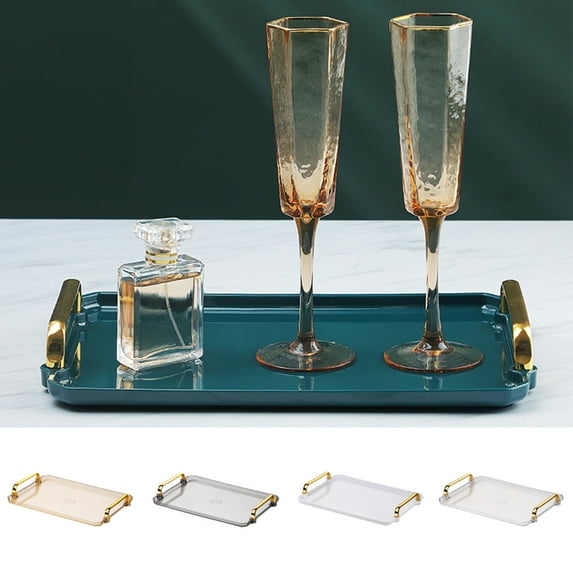 D-GROEE Plastic Tray with Handles, Multi-Purpose Rectangular Non Slip Restaurant Serving Trays for Parties, Coffee Table, Kitchen