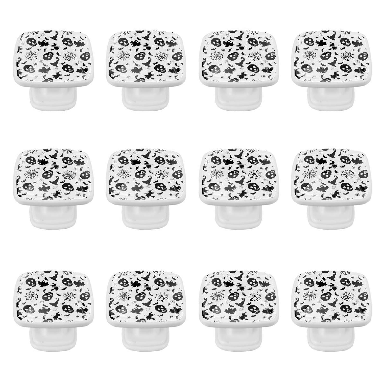 12 Pieces Drawer Pulls Handle Square Wardrobe Skull Knobs with