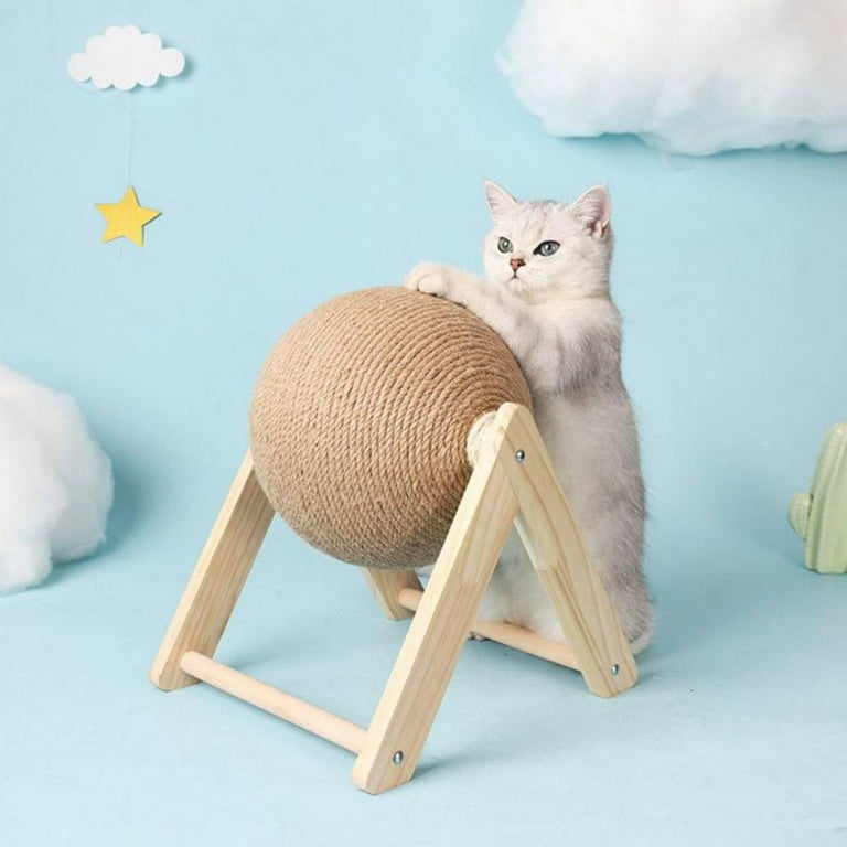 Hardlegix Cat Scratching Ball Toy Natural Sisal Cat Scratcher Durable Cat Scratcher for Cat Nails Interactive Pet Toy, Size: 8.66*7.09*6.3, Beige