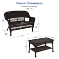 thumbnail image 4 of Jeco Wicker Patio Love Seat and Coffee Table Set in Espresso without Cushion, 4 of 10