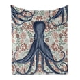 thumbnail image 1 of Octopus Soft Flannel Fleece Throw Blanket, Pastel Colored Composition with Sea Animal and Blossoming Vintage Style Flowers, Cozy Plush for Indoor and Outdoor Use, 50" x 60", Multicolor, by Ambesonne, 1 of 6