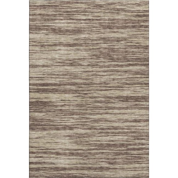 HomeRoots 675582 10 x 14 ft. Brown & Beige Striped Transitional Washable Machine Made Rectangle Area Rug with UV Protection