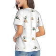 thumbnail image 3 of Vsdgher Rabbit Blowing Dandelions Women Shirts V Neck Short Sleeve Tops T-Shirt Basic Tees, S to 3XLLarge, 3 of 5