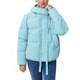thumbnail image 1 of Gibobby Chamarra mujer invierno, Chamarra acolchada para mujer, manga larga, cuello alto, cierre completa, chamarra liso con capucha y bolsillo con capucha y cuello alto(Azul,XG), 1 of 5