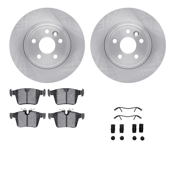 Dynamic Friction Company Rear Brake Rotors with 5000 Euro Ceramic Brake Pads includes Hardware 6612-11107