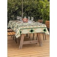 thumbnail image 2 of Outdoor Tablecloth with Umbrella Hole and Zipper, Beige Green Boho Rectangle Table Cloth 60x102 Inch Waterproof Tablecloth, Vintage Ethnic Tribe Abstract Art Picnic Table Cover for Patio Camping, 2 of 7