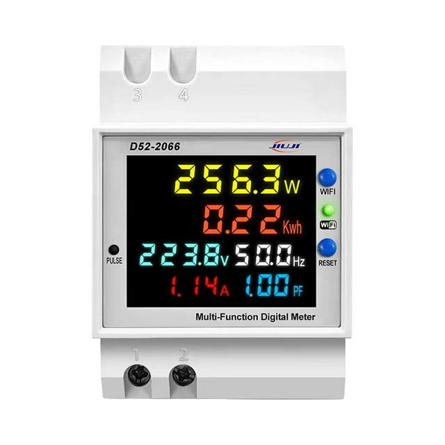 Tignapoo Compteur d'Énergie Intelligent Tuya WiFi avec Affichage LED - Tension de Piste, Courant, Puissance, kWh - Contrôle à Distance via Application - Installation sur Rail DIN - Portée 40-300V - Surveillance du Facteur de Puissance et de la Fréquence