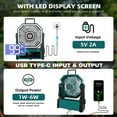 thumbnail image 6 of Roykaw Portable Fan Rechargeable 20000 mAH Battery Powered, Cordless Camping Fan, Ultra-bright LED Lights & Display, 36+ Hrs Work, w/Hang Hook, Handle for Travel, Fishing, Golfing, Indoor, Hurricane, 6 of 9