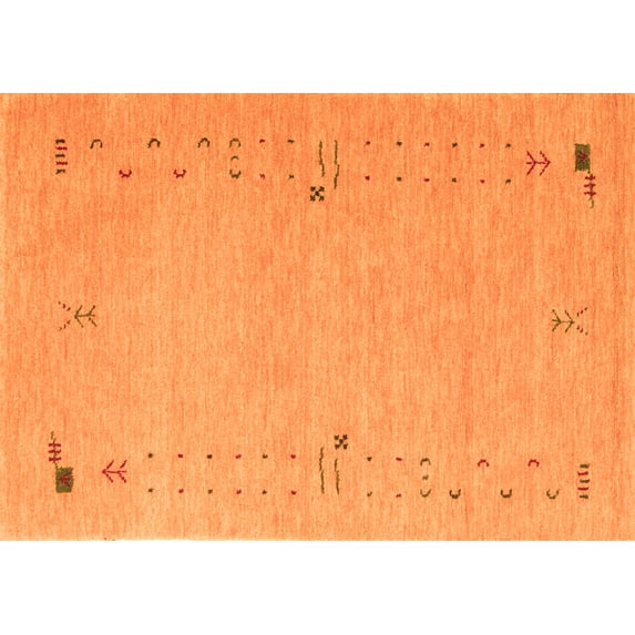 Ahgly Company Indoor Rectangle Abstract Orange Contemporary Area Rugs, 7' x 10'