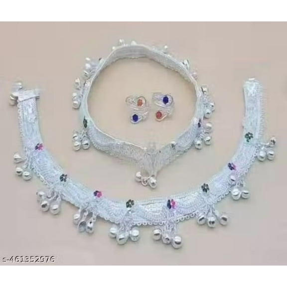 Traditional Silver-Plated Payal for Women Anklet Pajeb for Wedding, Festive & Daily Wear