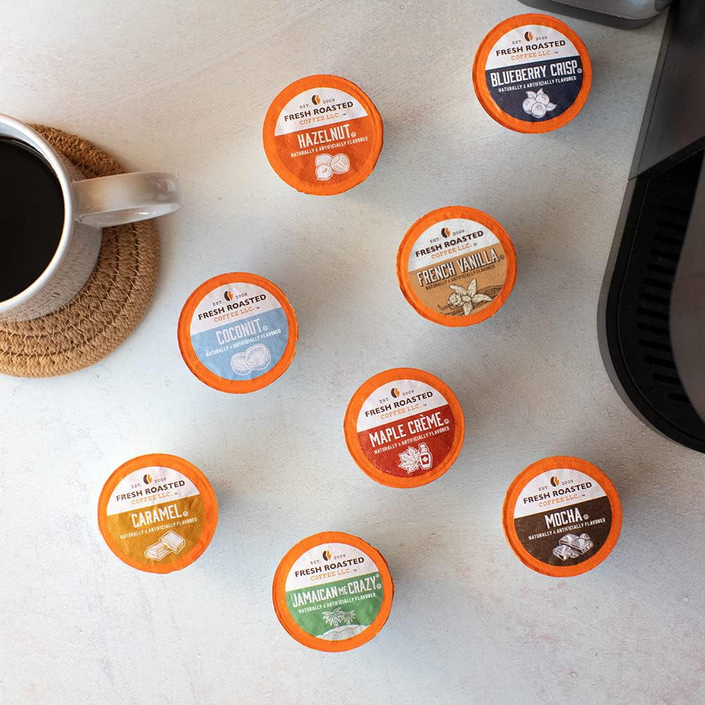 Fresh Roasted Coffee, The Great Eight, Flavored Coffee Pod Variety Pack, K-Cup Compatible, Medium Roast, 96 Count
