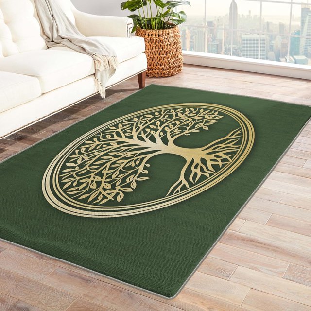 Tree of Life Area Rugs for Bedroom Living Room - 3x4 ft - Green Carpet for Home Decor - Tree Patterned Decorative Indoor Small Rug - Washable & Soft & Non Slip & Low Pile (ZF&8388)