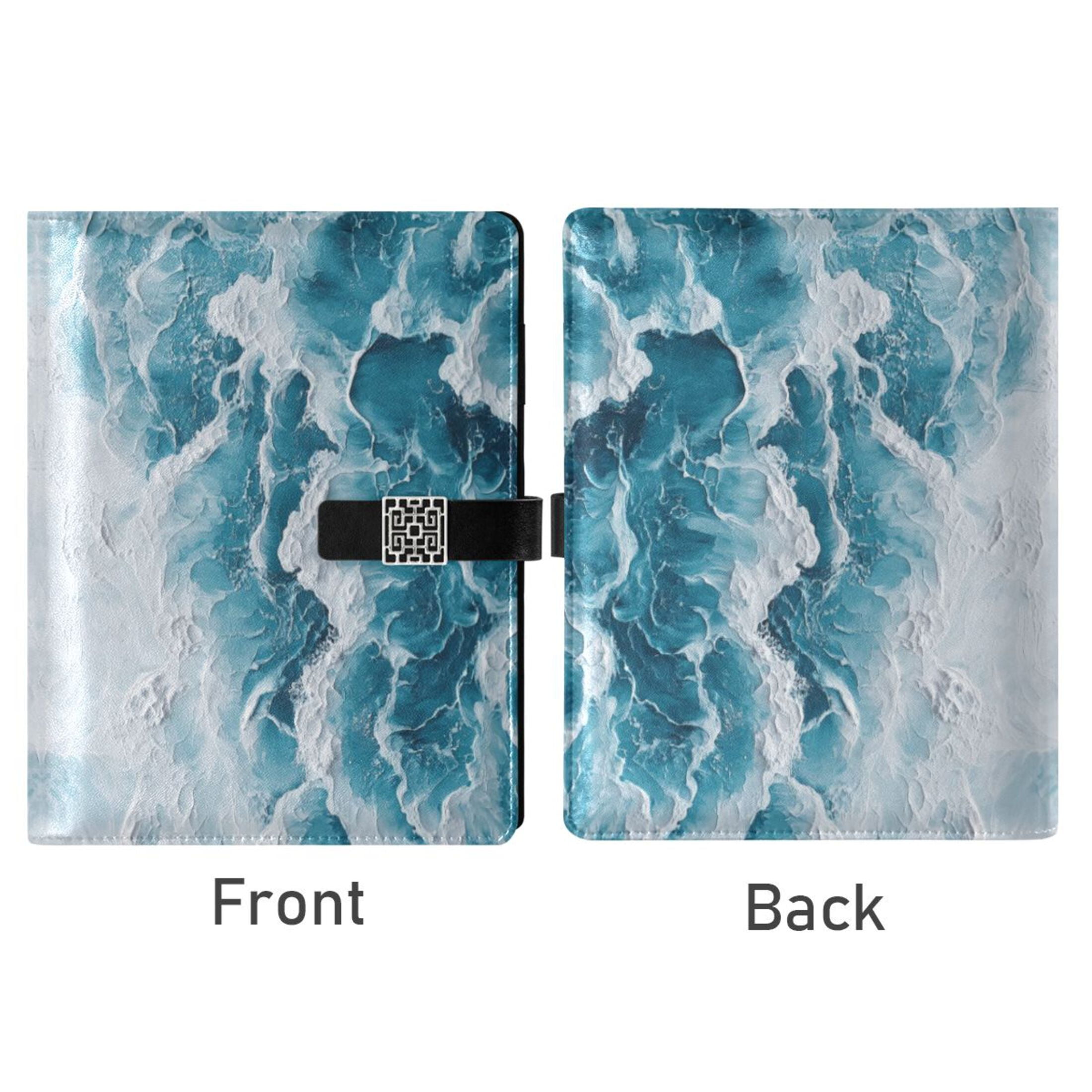 Leather Planner Leather Notebook Notebook Journal Binder Design Pen Pocket Design Convenient for Storage Blue Ocean Pattern