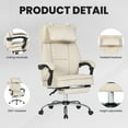thumbnail image 5 of Big and Tall Ergonomic Office Chair,Home Computer Chair with Footrest & Removable Headrest,Reclining,Footrest,Comfortable Frosted Velvet,Beige, 5 of 8