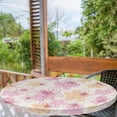 thumbnail image 2 of Ambesonne Soft Pink Fitted Round Tablecloth, Flowers Boho Neutral Art, 45"- 56" Diameter, Cream Peach Soft Pink, 2 of 5