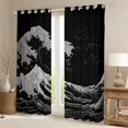 thumbnail image 2 of Feelyou Ocean Wave Curtains Pack of 2 (42x84 Each), Vintage Tokyo Curtains Blackout, 2 of 6
