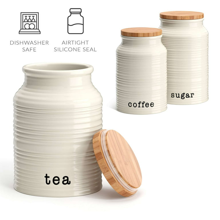 Farmhouse Canisters Sets for the Kitchen - White Containers for