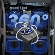 10 Inch Compact Amplified Subwoofer Enclosure, Under Seat Car Subwoofer with Amp and LED, Active Powered Underseat Subs, 800W, External Bass Control, Perfect for Small Vehicles