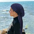 thumbnail image 2 of Lumtrix Pre-Tied Headwrap for Women Slip On Turban Cancer Head Scarf Sleep Hair Cover Bandana Cap Navy One Size, 2 of 4