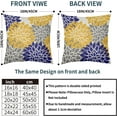 thumbnail image 3 of Mustard Yellow Navy Blue Grey Pillow Covers 16x16 Inch Set of 2 Dahlia Floral Decorative Throw Pillows For Couch Geometry Flowers Modern Pillow Cases Home Decor For Sofa Couch Porch Patio Outdoor, 3 of 6