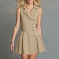 thumbnail image 5 of Dvprdro Womens Summer 2026 Sleeveless Collared Button Front Asymmetric Hem Loose A Line Mini Dress Casual, 5 of 7