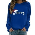 thumbnail image 2 of Raglan Sleeve Sweatshirts Tops for Women 2025 Merry Letter Print Christmas Shirts Long Sleeve Crewneck Pullover (L, Blue 02), 2 of 4