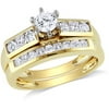 1 Carat T.W. Round and Princess-Cut Diamond Bridal Set in 14kt Yellow Gold