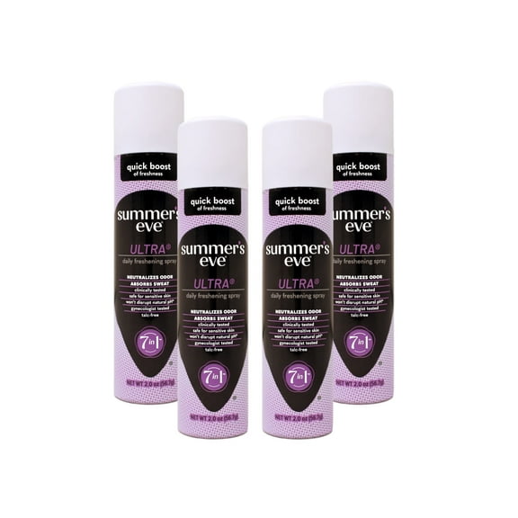 4 Pack - Summer's Eve Ultra Daily Freshening Feminine Spray, 7 in 1, Safe for Sensitive Skin, 2 oz