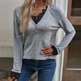 thumbnail image 6 of Knitted T Shirts for Women V Neck Long Sleeve Pullover Sweater Spring Fall Jumper Tops Grey M, 6 of 10