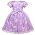 thumbnail image 4 of Mikilon Girls Vintage Floral Print Dress Festival Host Princess Dress Short Sleeve Waist Drawstring Dress, 4 of 8