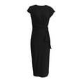 thumbnail image 4 of Vestido largo de manga corta y cuello redondo para mujer - Vestido largo de verano ligero de color liso - S-XL, 4 of 5