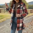 thumbnail image 5 of Perfectbot Women's Checkered Plaid Jacket Single Breasted Lapel Long Sleeve Mid-Length Coat, 5 of 8