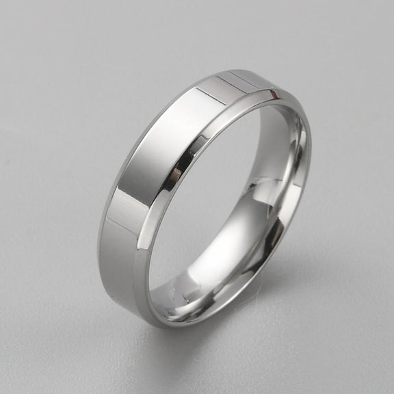 5pc Stainless Steel Simple Plain Band Ring for Men Women Stainless Steel Color US Size 10 1/2(20.1mm)