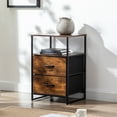 thumbnail image 5 of Duhome Elegant Lifestyle Side Table,Nightstand Dresser Bedside Storage Table with 2 Drawers, 2 Shelves,Rustic Brown and Black, 5 of 7