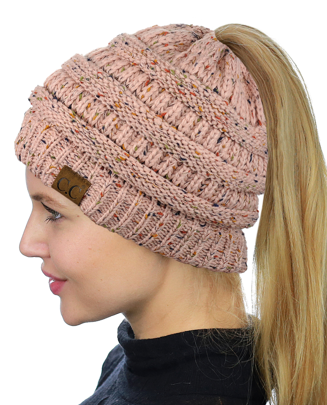Boolavard BeanieTail Cappello Invernale Con Apertura Per Coda Di Cavallo - Morbido E Elastico - Unisex