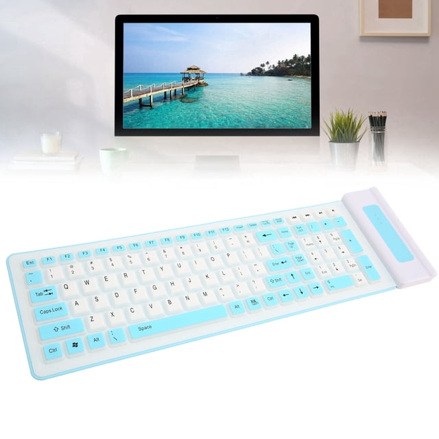 Silicone Waterproof Keyboard 107 Keys Folding USB Soft Silent Keyboard for Travelers and Gamers