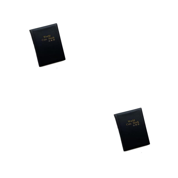 Injueey Colección de monedas, álbum de fotos portátil, libro de gran capacidad, soporte ligero para monedas, almacenamiento mundial de Negro 2piezas