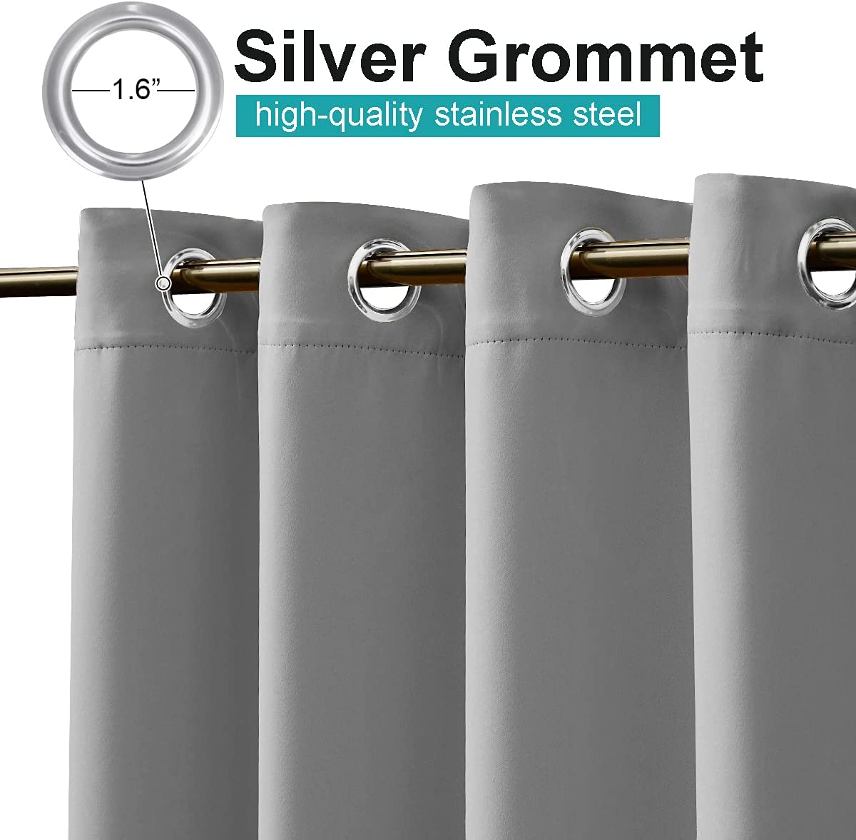 Lapalife Outdoor Curtains for Patio Waterproof Grommet Anti-Tickling Patio Curtains Light Blocking Privacy for Porch, Pergola, 52"x 108", Light Gray, 1 Panel