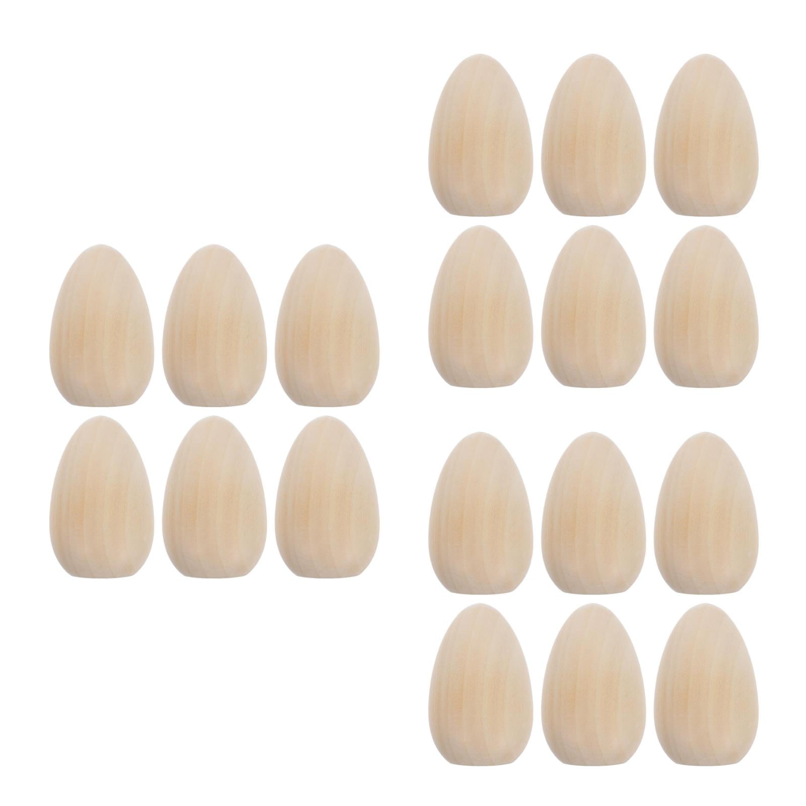Hemoton 18-Piece Wooden Eggs Set Unpainted Easter Eggs for Decorating, Painting, Graffiti Toy Ornaments for Easter Party Fun