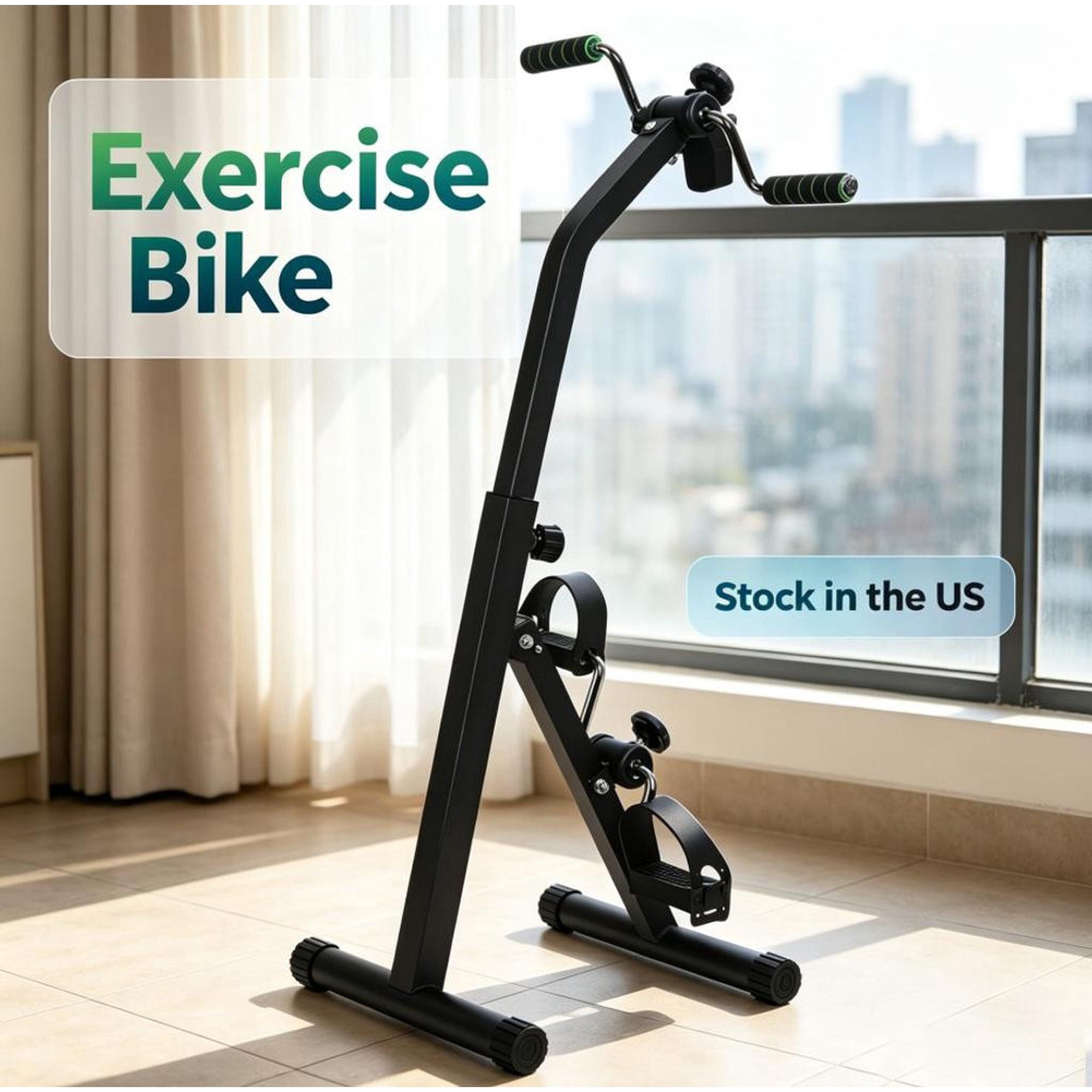 Fompes Elderly Exercise Bike,Adjustable Fitness Equipment for Seniors,Home Pedal Exercise Bike for Total Body,Hand Arm Leg Knee Peddler,Upper Lower Limb Rehabilitation Machine，Black