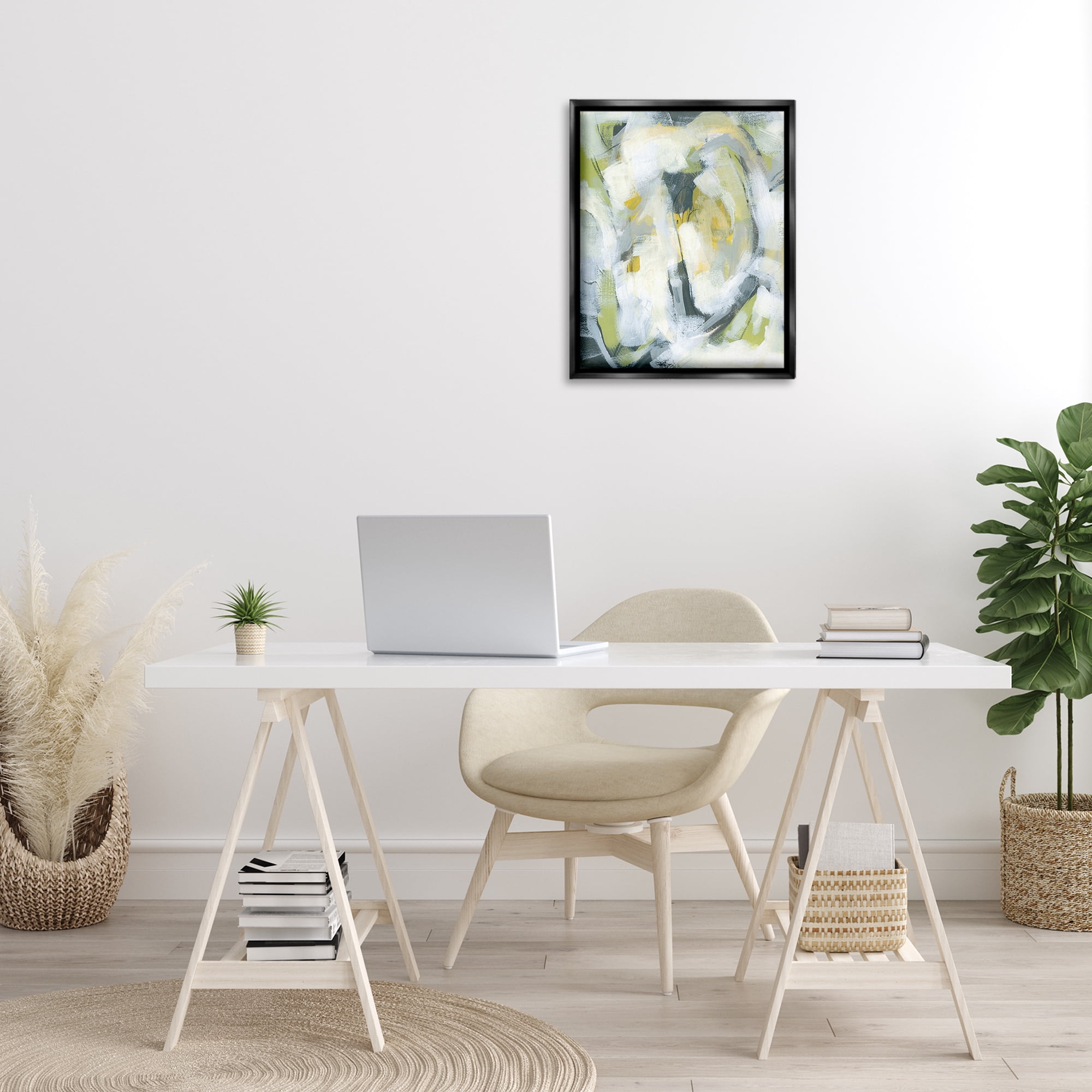 Stupell Industries Complex Abstract Distortion Abstract Painting Black Floater Framed Canvas Art Print Wall Art, 17 x 21