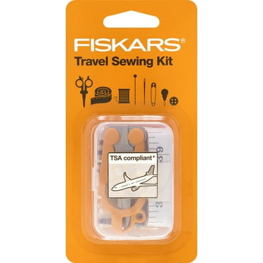Fiskars Travel Sewing Kit with Orange TSA-Compliant Folding Scissors, 27 Pieces