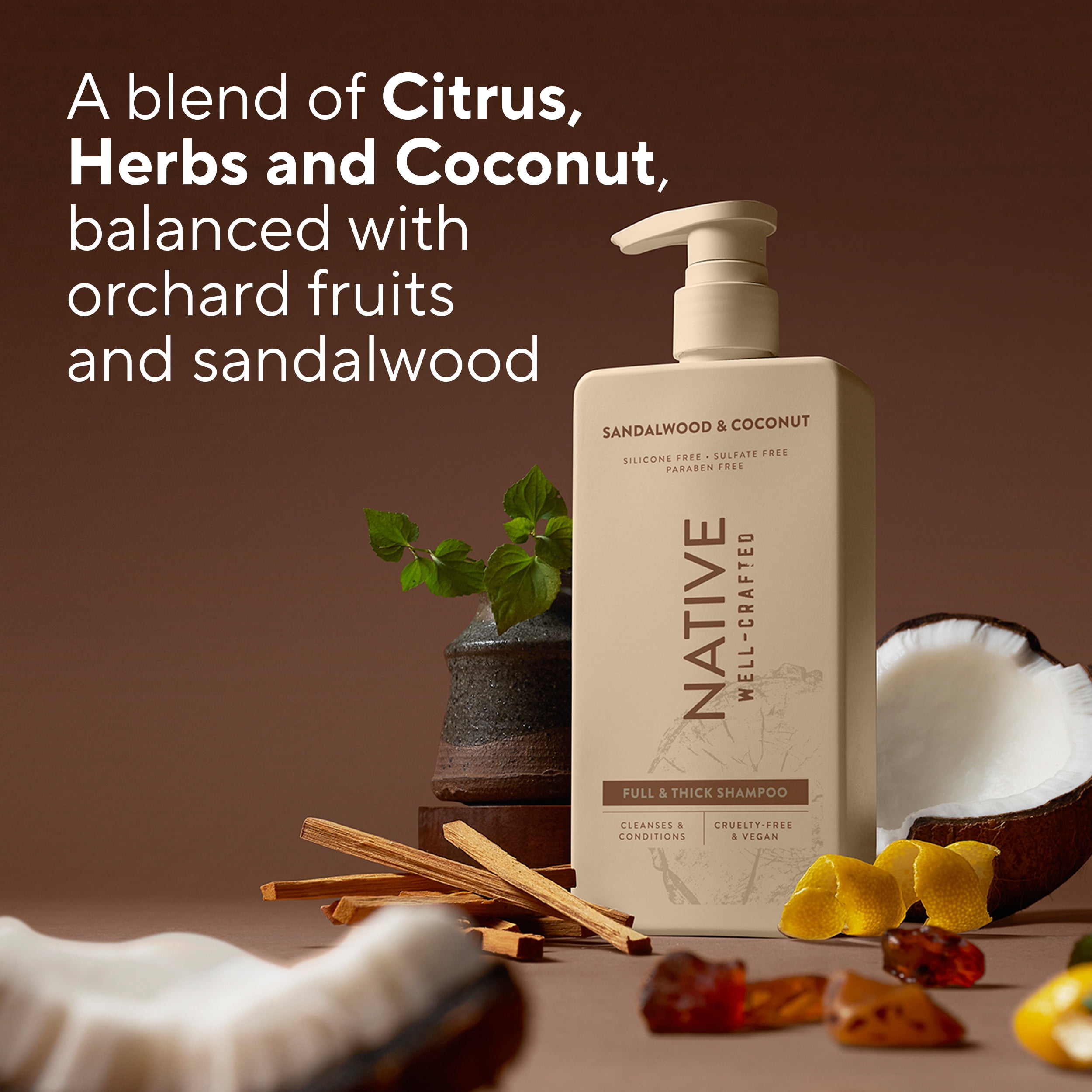 Native Full and Thick Sandalwood & Coconut Men's 16.5oz Shampoo & Conditioner Set