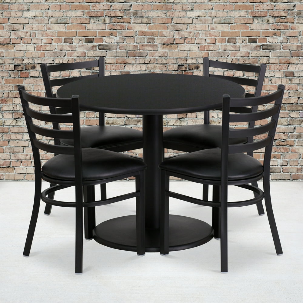 Flash Furniture 36'' Round Black Laminate Table Set with Round Base and