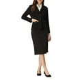 thumbnail image 2 of INSPIRE CHIC Women's Faux Suede Blazer Long Sleeve Lapel Collar Button Jacket XS Black, 2 of 5