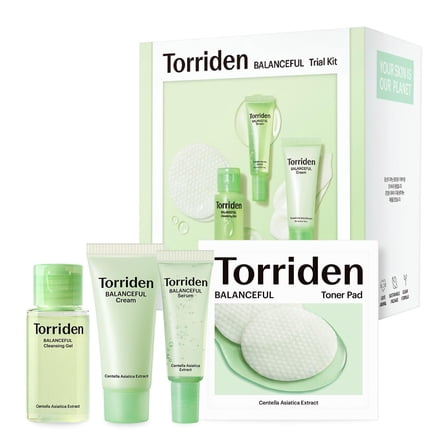 Torriden BALANCEFUL Cica Trial Kit – 5D Cica Infused Daily Skincare Set, Hydrating & Soothing 4-Step Regimen, Travel Size
